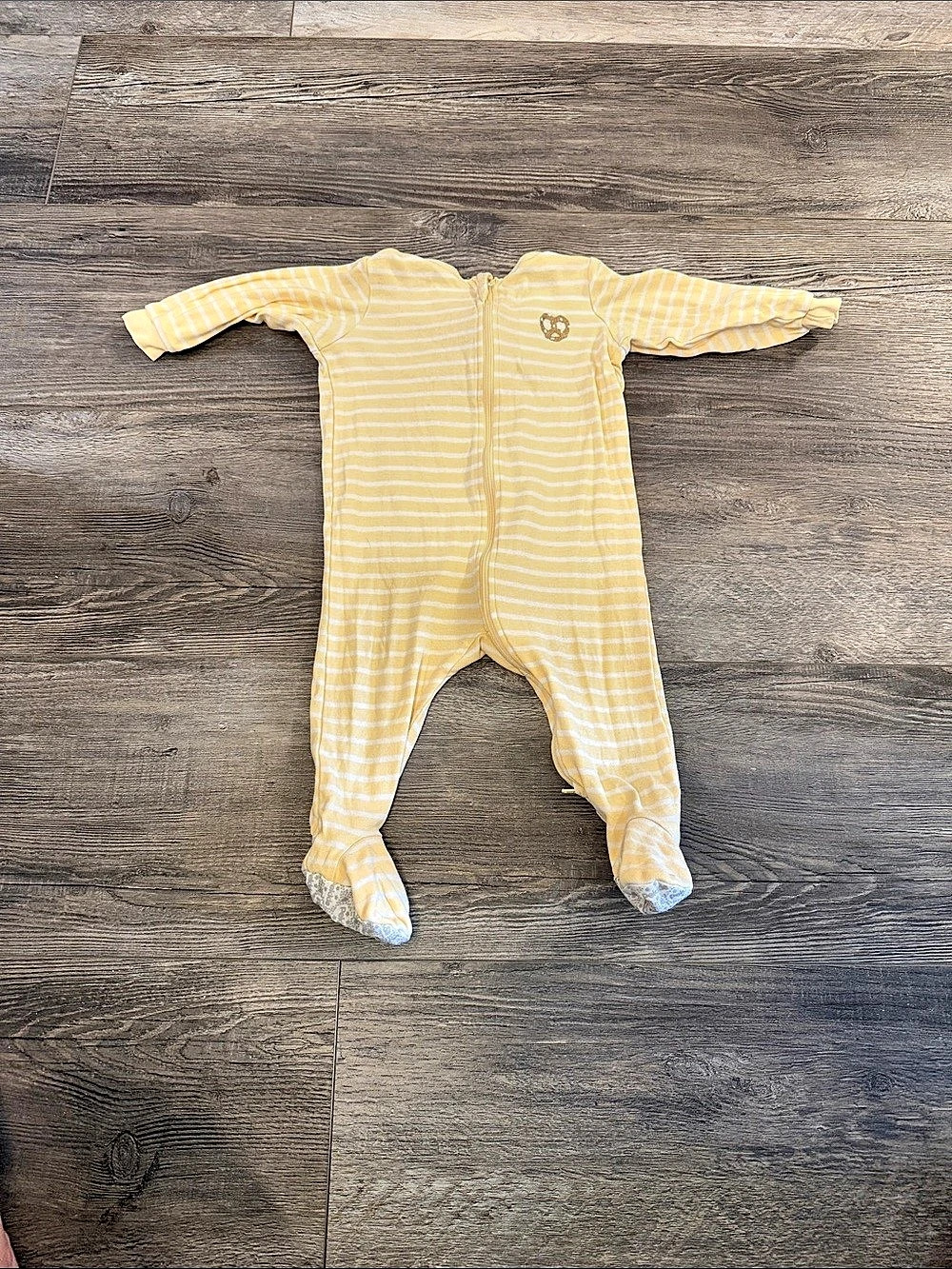 Pekkle Organic Cotton Footed Sleeper Yellow & White Striped 12M
